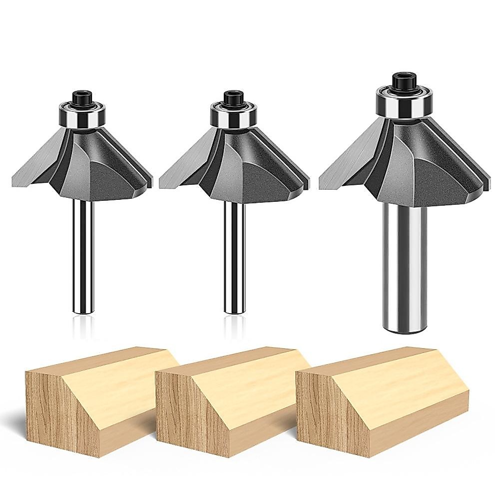 45° Bevel Edge Hình thành Chamfer Router Bits có vòng bi Chamfering CNC ...