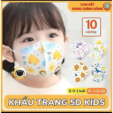SET 100 cái Khẩu Trang 5D Trẻ em KHẨU TRANG CHO BÉ Từ 0-9 Tuổi Khẩu Trang 3 Lớp Ôm sát Khuôn Mặt Bé