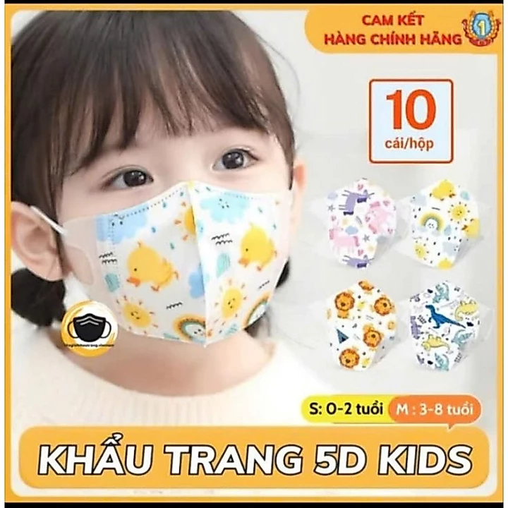 SET 100 cái Khẩu Trang 5D Trẻ em KHẨU TRANG CHO BÉ Từ 0-9 Tuổi Khẩu Trang 3 Lớp Ôm sát Khuôn Mặt Bé