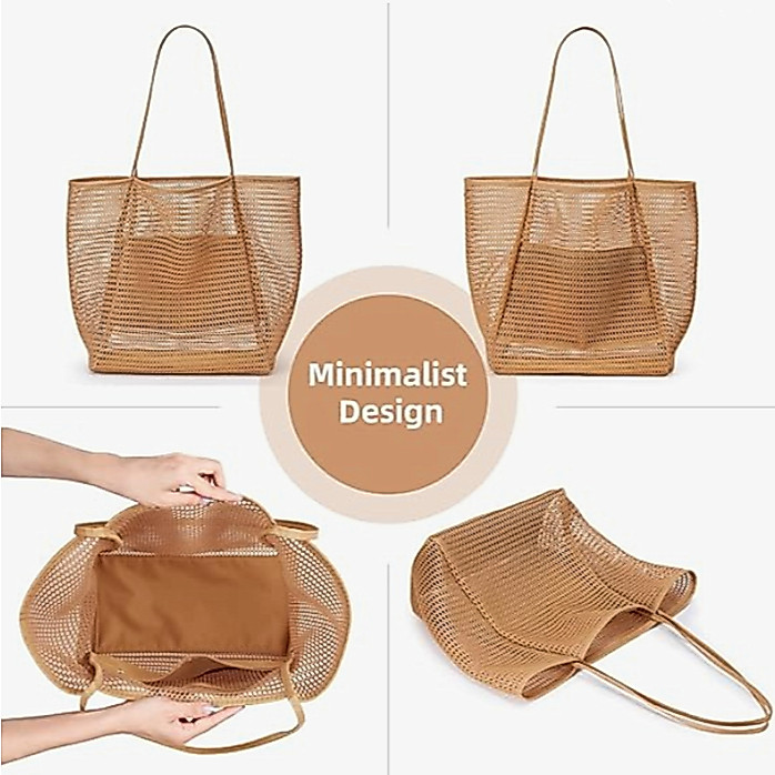 Túi Đi Biển Lưới Màu Nâu Đựng Đồ Du Lịch – Phụ Kiện Thời Trang Hè Năng Động Cho Nàng M14