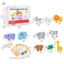 Khối xếp chồng động vật rừng bằng gỗ cho trẻ em Đồ chơi giáo dục có túi lưu trữ Khối xây dựng bằng gỗ tự nhiên cho trẻ mới biết đi