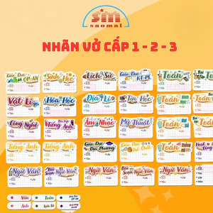 NHÃN VỞ MÔN HỌC - CHO HỌC SINH CẤP 1 - 2 - 3, MẪU DỄ THƯƠNG DÁN TẬP, DÁN SÁCH