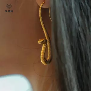 Punk Màu Vàng Bông Tai Rắn Sống Động Phóng Đại Cá Tính Thời Trang Động Vật Móc Tai Trang Sức Quà Tặng Nữ [Mina]