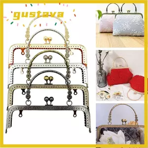 GUSTAVA Ví Khung Kiss Clasp Kim Loại Họa Tiết Vintage Tay Cầm Túi Phụ Kiện DIY Thủ Công Túi Làm Ví Khung