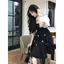 Ngọt Ngào Phong Cách Nhật Bản Đen Sling Đầm Nữ Mùa Hè Phong Cách Mới Thiết Kế Hoa Nhỏ Sling Đầm Phong Cách Preppy Váy Nhỏ