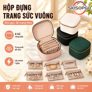 Hộp Đựng Bảo Quản Trang Sức Cao Cấp,Kèm 6 Túi Nhỏ,Chống Bụi Chống Oxy Hóa,Trang sức Túi xách Bông tai,Vòng cổ,Vòng tay