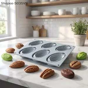 {AKIN} Khuôn làm bánh silicon 6 khoang Khuôn hình hạt cà phê để làm bánh Mousse sô cô la DIY Dụng cụ làm bánh Nonsti Sử dụng tại nhà {a}