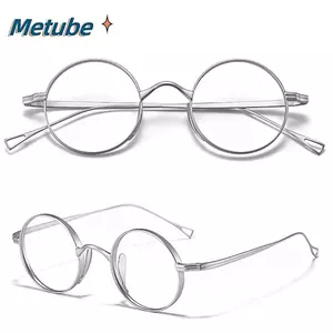 Khung Kính METUBE, Khung Kính Mắt Hình Bầu Dục Retro, Thiết Kế Đơn Giản Trang Trí Mắt Cổ Điển Titan Nguyên Chất