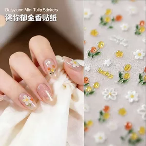 Ooolala2026 Mùa Hè Tươi Móng Tay Hoa Tulip Dán Móng Tay Đề Can Hoa Nhỏ Dán Móng Tay Trang Trí