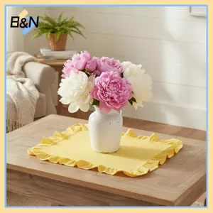B & N Pink Blue Stripe Ruffle Placemats Set Bền Đẹp Trang Trí Cho Bàn Ăn Nhà Bếp.