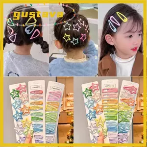 GUSTAVA 10 Kẹp Tóc, Phụ Kiện Tóc Hình Trái Tim Ngôi Sao Handmade, Kẹp Bên Màu Kẹo Hợp Kim Nhiều Màu Sắc