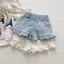 Bé gái (90-160) Quần short viền nấm ren phong cách phương Tây mùa hè