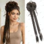 PYCOU Messy Bun Đuôi Ngựa, Miếng Tóc Xoăn Họa Tiết Lộ 24 Inch, Lông Tơ Y2K Phong Cách Braid Co Giãn Scrunchy Dây Bện Tóc Bun Sử Dụng Tiệc
