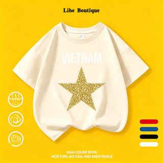 COD✅(Hồ Chí Minh) Áo thun cotton in ngôi sao lấp lánh chữ VIETNAM, size 9-65kg, thoáng mát thấm mồ hôi