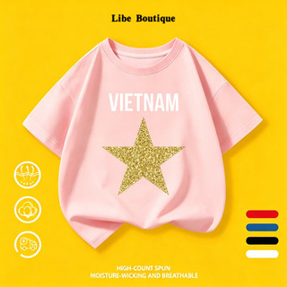 COD✅(Hồ Chí Minh) Áo thun cotton in ngôi sao lấp lánh chữ VIETNAM, size 9-65kg, thoáng mát thấm mồ hôi