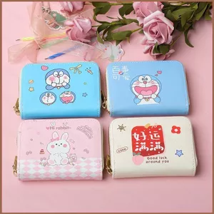 SQ11 Doremon Hoạt Hình Dễ Thương Ngắn Dây Kéo Ví Nhiều Thẻ Túi Chống Từ Tính Thời Trang Cá Tính