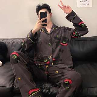 Bộ Đồ Ngủ Nam Size Lớn Họa Tiết Hoạt Hình Monster Stars, Quần Dài Tay Rời Phù Hợp Cho HomewearSuit
