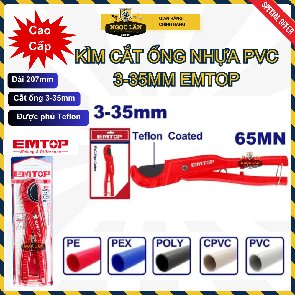 [Chính hãng TOP] Kéo Cắt Ống, Dao Cắt Ống EMTOP 3-35mm, phủ teflon nhỏ gọn cao cấp