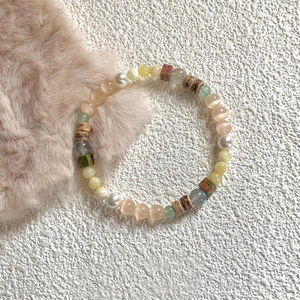 Vòng tay nữ phong cách dân tộc với opal ngọc trai và vỏ dừa, retro làm quà tặng độc đáo
