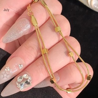 Vòng tay thép titan nhỏ hình vuông, màu sắc bền lâu - Món quà thời trang