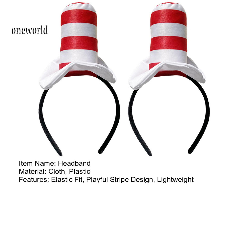 Một thế giới| Dr Seuss Băng Đô Sách Theo Chủ Đề Băng Đô Dr Seuss Mèo Băng Đô Đỏ Trắng Sọc Mũ Cho Trường Học Tiệc Halloween Cosplay