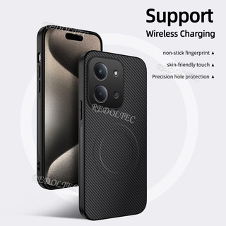Ốp Lưng Cứng Redmi 15C 4G Da Chống Sốc Họa Tiết Sợi Carbon Vỏ Từ Tính Redmi15C Sạc Không Dây Mặt Sau Vỏ Điện Thoại