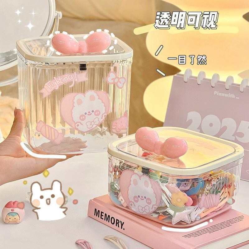 Để Bàn Trong Suốt Di Động Hộp Bảo Quản Kẹp Tóc Phụ Kiện Tóc Trong Suốt Chống Thấm Nước Chống Bụi Trẻ Em Hộp Bảo Quản Dung Tích Lớn Có Nắp