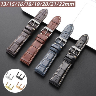 Dây đeo đồng hồ da bò chính hãng cao cấp 13 / 15 / 16 / 18 / 19 / 20 / 21 / 22mm Vòng đeo tay bằng da dành cho nam nữ Cổ điển Hoa văn cá sấu tre cổ điển chống thấm nước Buckloe vàng