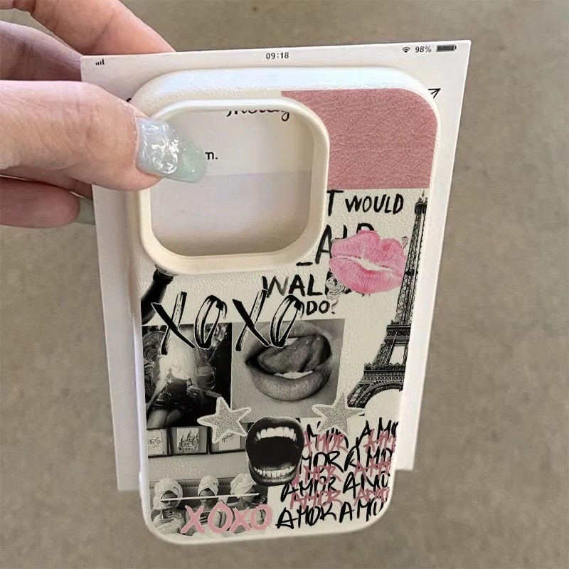 Dành Cho iPhone 11 16 14 15 12 13 Pro Max 17AIR 16e 14 15 Plus XR X XS Max Phong Cách In Môi Tháp Eiffel Họa Tiết Lichee Silicon Mềm Chống Sốc