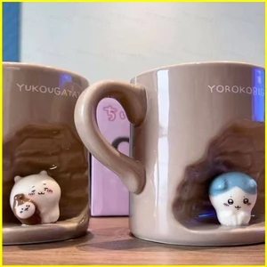 ST2 Chiikawa Hang Cốc Cặp Đôi Cà Phê Hachiware Bé Gái Nhà Hoạt Hình Dễ Thương Sinh Viên Gốm Sứ Cốc Nước TS2
