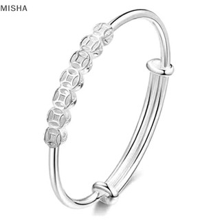 Misa Bạc Màu Hạt Đồng Tiền Lắc Tay Cho Nữ Cô Gái Quà Tặng May Mắn Giàu Thời Trang Vòng Tay Dự Tiệc Cưới Phụ Kiện Trang Sức