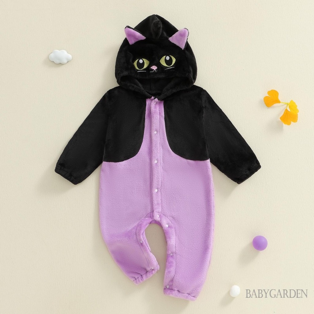Bé Gái / Bé Trai Áo liền quần Tay Dài Có Mũ Trùm Đầu Mèo Trang Phục Hóa Trang Halloween Quần Áo