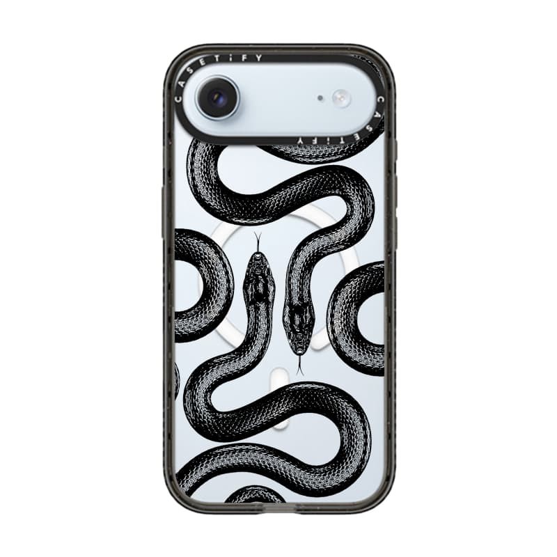 CASECASE X Black King Snake Case Black Edge Clear Hard Từ Hút Tác Động Dành Cho Apple IPhone 12 13 14 15 16 17 Pro Max Air Plus Có Hộp