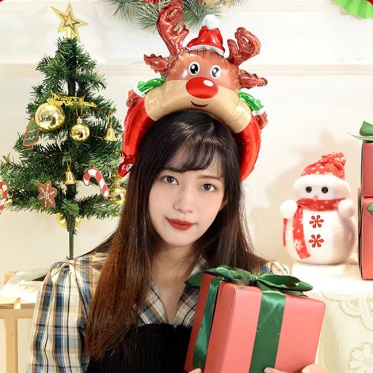 5 / 10 Chiếc Giáng Sinh Băng Đô Bóng Hoạt Hình Ông Già Noel Mũ Giáng Sinh Nhôm Phim Bóng Đồ Chơi Trẻ Em