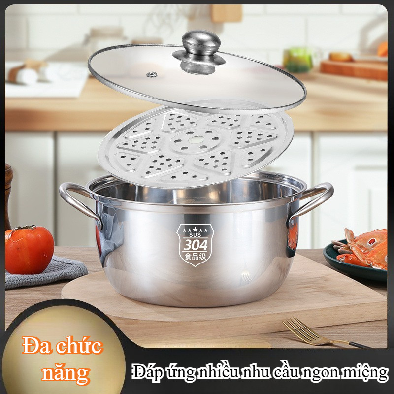 Nồi đa chức năng bằng thép không gỉ 304 dày và cao cho tất cả các loại dụng cụ nấu 18/20/24cm
