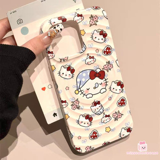 Ốp Lưng Cho Iphone 17 16 14 12 15 11 13 Pro Max Air 16 15 14 Plus 7Plus XR XS X Max Ngủ Hoạt Hình Dễ Thương HelloKitty Bowknot Sóng Sang Trọng Sạc Từ Tính Bìa Mềm