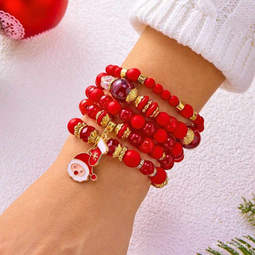 Cây Giáng Sinh dễ thương với người tuyết chuông hợp kim, mặt dây chuyền và vòng tay pha lê