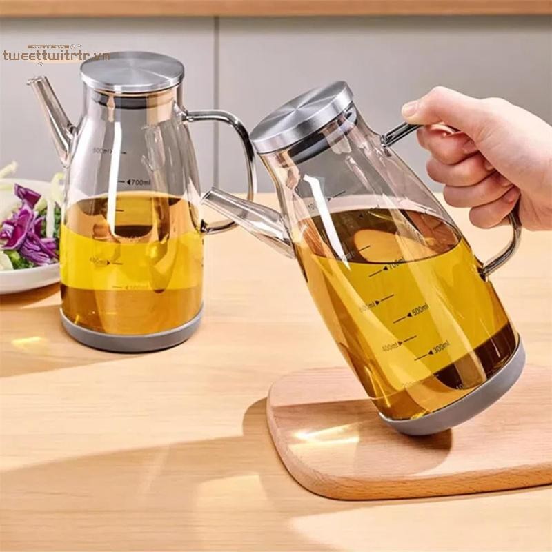 TRTR 600 / 800 / 1000ml Chai đựng dầu có vòi nhỏ giọt Nhà bếp Bình dầu thủy tinh dung tích lớn Bình đựng dầu chống rò rỉ VN
