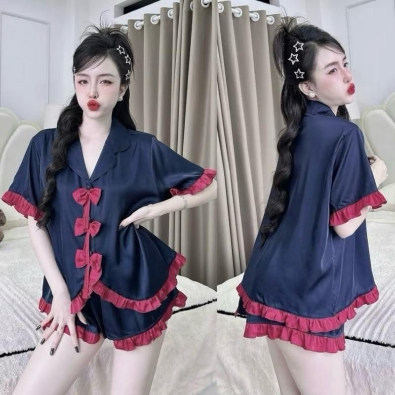 Set Đồ Ngủ Nữ - 3AE - Lụa Latin Tay Ngắn – Dáng Thoải Mái, Chất Liệu Mát Da, Thiết Kế Dễ Thương H41