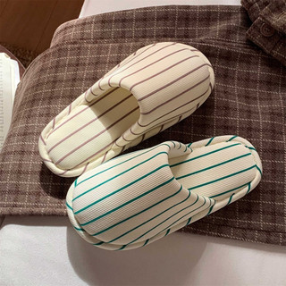 XIXITIAO Dép bông cho nam và nữ mùa thu đông, kiểu dáng đơn giản, họa tiết sọc, đế mềm