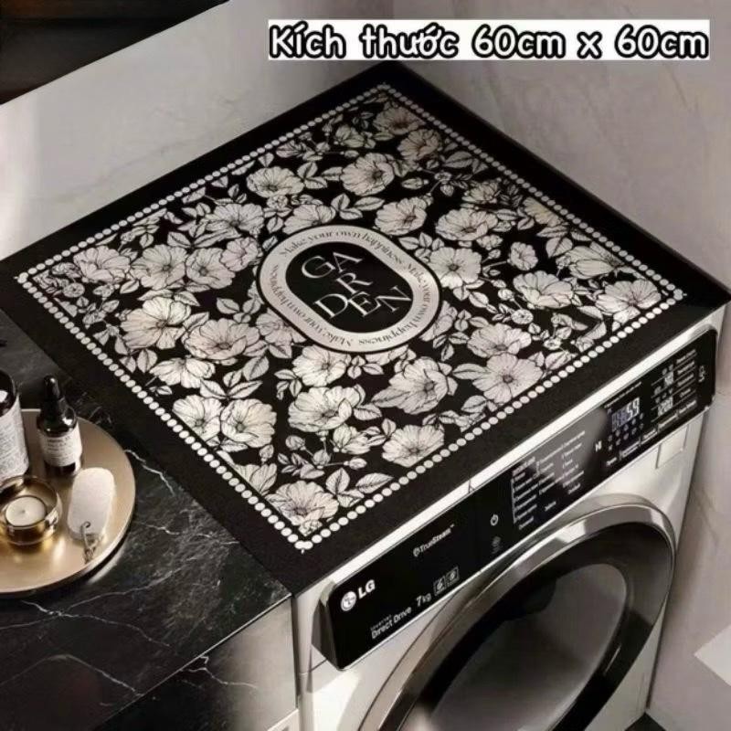 Thảm Phủ Máy Giặt Cửa Trước Silicon In Họa Tiết Kích Thước 60x60 Cm