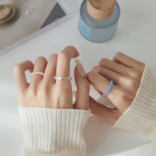 Bộ nhẫn ngọc trai acrylic phong cách Hàn Quốc retro đơn giản cho nữ