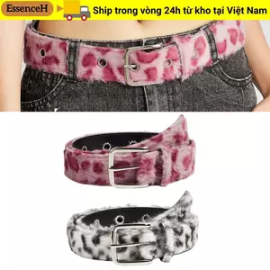 Thắt lưng ESSENCEH, Thắt lưng nữ in họa tiết da báo sang trọng, Khóa chốt xu hướng Phụ kiện quần jean có thể điều chỉnh