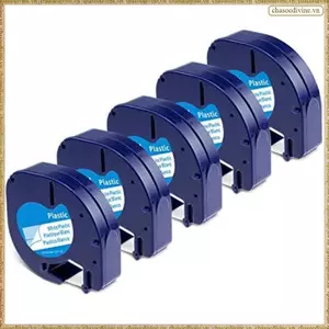 Phụ tùng thay thế băng máy tạo nhãn 5 gói để nạp lại nhựa 91331, Băng nhãn tương thích màu đen trên trắng 91331 Băng nhãn