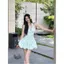 Đầm dạ hội cổ chữ V phong cách kỳ nghỉ bên bờ biển Váy dạ hội cổ chữ V Hot Girl Gợi cảm Váy phồng hoa eo hẹp mùa hè