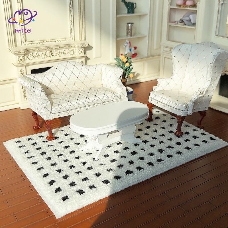 HFTOY 1: 12 Nhà Búp Bê Thu Nhỏ Sang Trọng Thảm Lông Tơ Mô Hình Chụp Ảnh Chống Đỡ Trẻ Em Giả Vờ Chơi Đồ Chơi Nhà Búp Bê Quà Tặng Trang Trí Mini ~