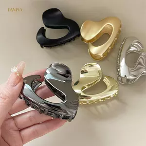 PNPIA- Mới Ánh Sáng Sang Trọng Thời Trang Không Đều Hình Học Rỗng Kẹp Tóc Kim Loại Nhiều Màu Cao Cấp Kẹp Cá Mập Đơn Giản Phụ Kiện Tóc