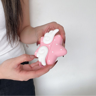 Hộp đựng tai nghe chống sốc silicon mềm Pink Star Angel Wings cho AirPods 4 Pro 3 2 1 Y2K Dễ thương chống rơi màu hồng