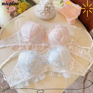 NICOLOO Push-up Bra, Ren Phong Cách Nhật Bản Quần Lót Nữ, Dễ Thương Mỏng Gothic Công Chúa Gió Bé Gái Đồ Lót Thoải Mái Bralette