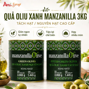 Quả Oliu Xanh Tách Hạt/Nguyên Hạt Manzanilla Hộp 3kg Cao Cấp Giòn Ngon Chuẩn Vị Địa Trung Hải